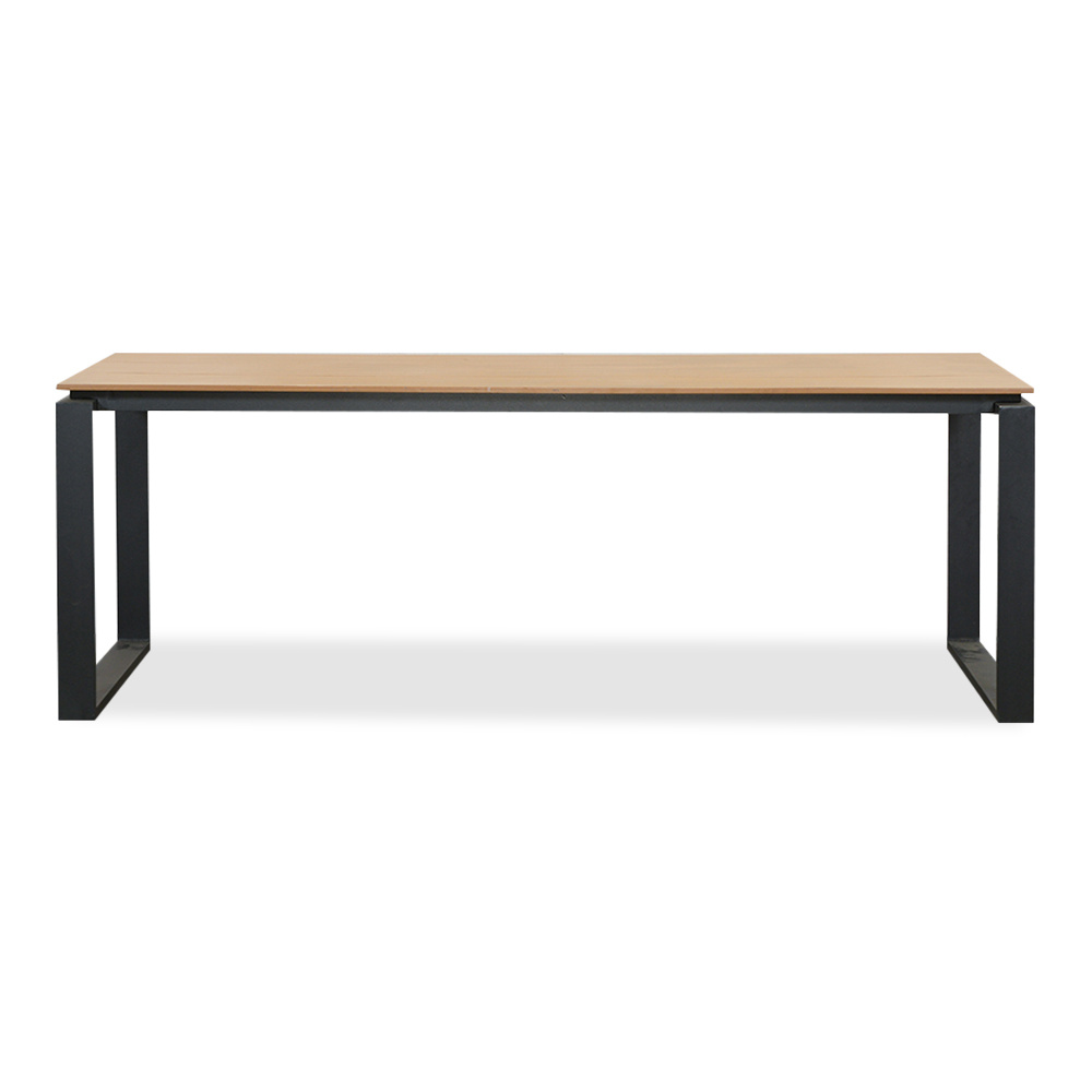 Helsinki Natural/Seville zwart dining tuinset | 6 personen | polywood + touw | 210cm