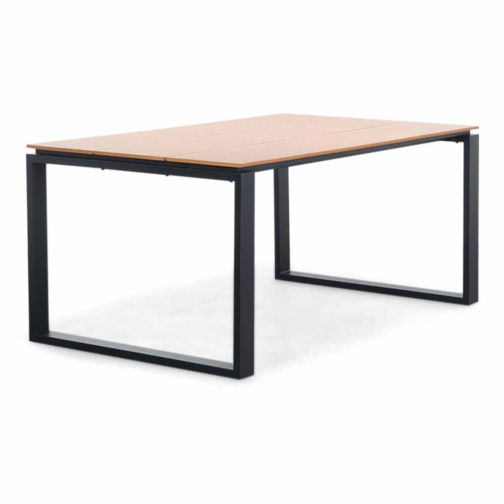 Helsinki Natural/Rikki hout zwart dining tuinset | 4 personen | polywood + kunststof | 160cm