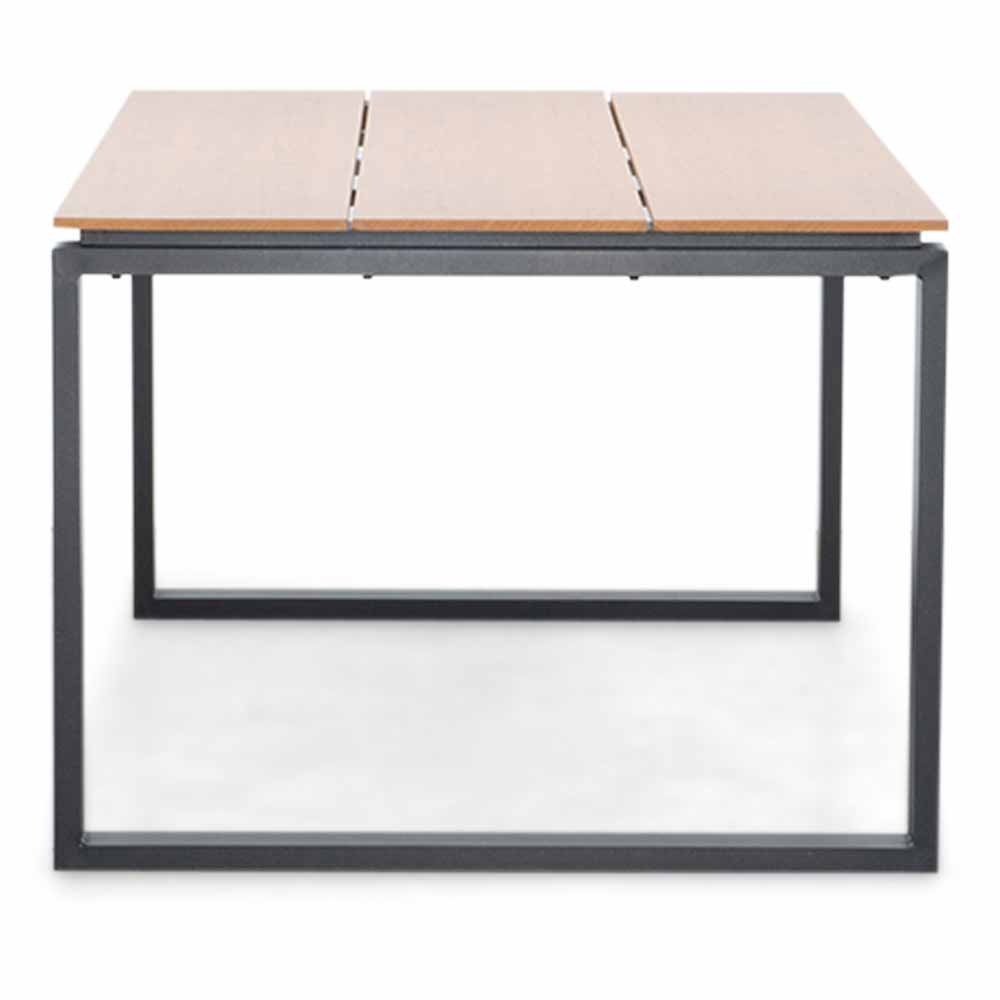 Helsinki Natural/Rikki hout zwart dining tuinset | 4 personen | polywood + kunststof | 160cm