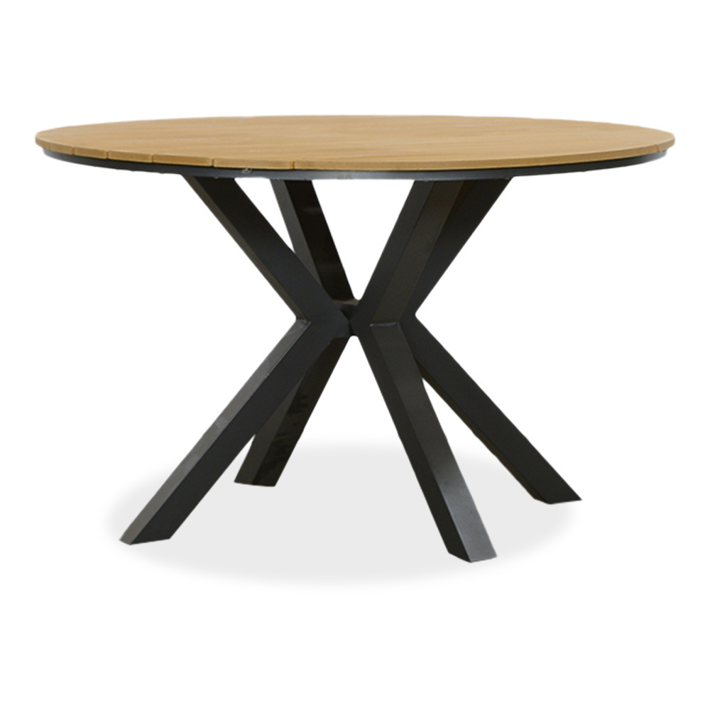 Cervo Natural/Mojito Negro dining tuinset | 4 personen | polywood + textileen | 120cm rond