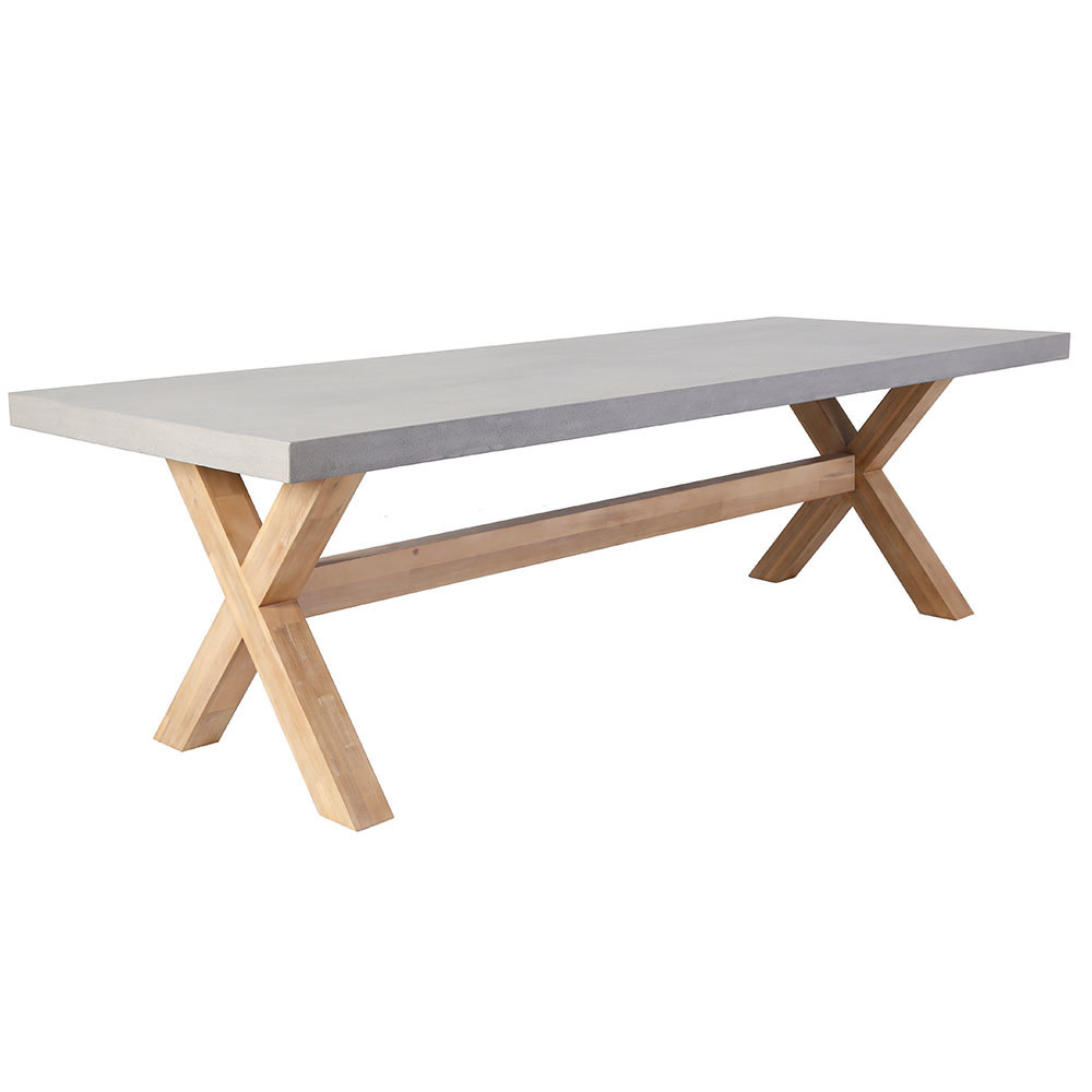 Norwich/Madrid Ash Grey dining tuinset | 6 personen | betonlook + wicker | 250cm