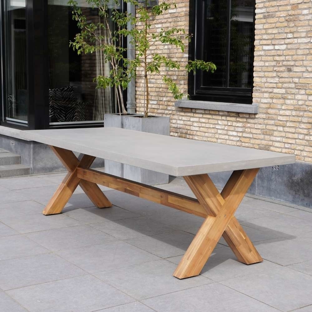 Norwich/Madrid Ash Grey dining tuinset | 6 personen | betonlook + wicker | 250cm