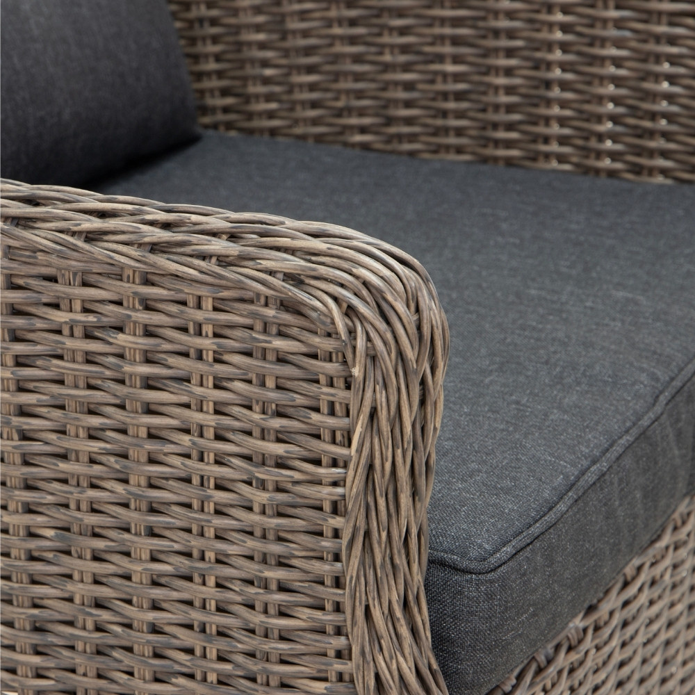 Lyon/Madrid Ash Grey dining tuinset | 6 personen | betonlook + wicker | 250cm
