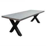 Lyon/Madrid Ash Grey dining tuinset | 6 personen | betonlook + wicker | 250cm