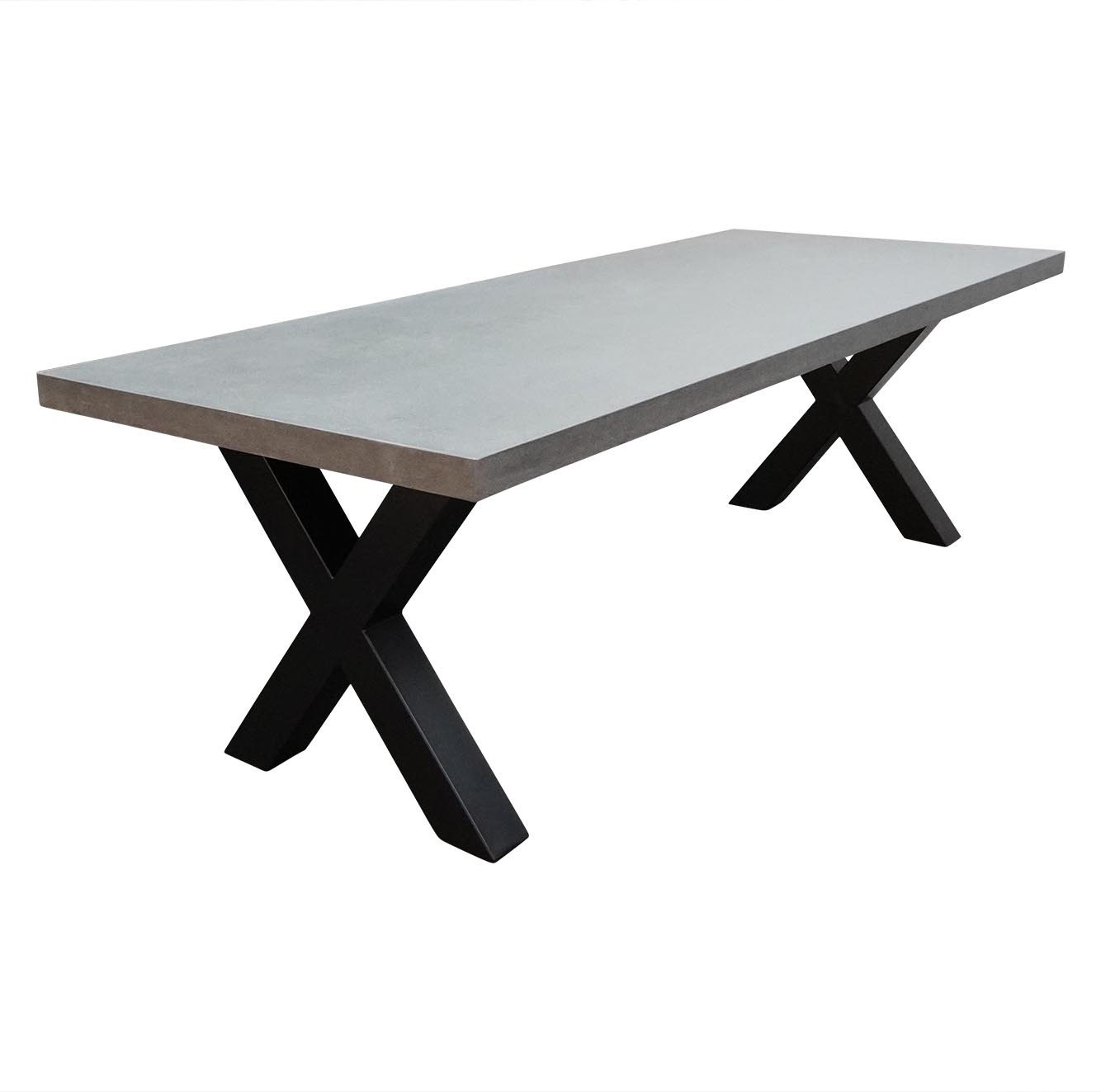 Lyon/Madrid Ash Grey dining tuinset | 6 personen | betonlook + wicker | 250cm