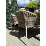 Mees/Rico zand dining tuinset | 4 personen | travertin + aluminium | 200cm