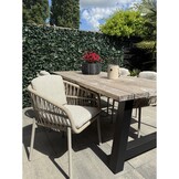 Max/Rico zand dining tuinset | 4 personen | travertin + aluminium | 200cm ovaal