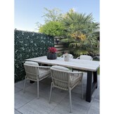 Max/Rico zand dining tuinset | 4 personen | travertin + aluminium | 200cm ovaal