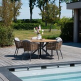 Cervo Natural/Seville olijfgroen dining tuinset | 4 personen | polywood + touw | 120cm rond