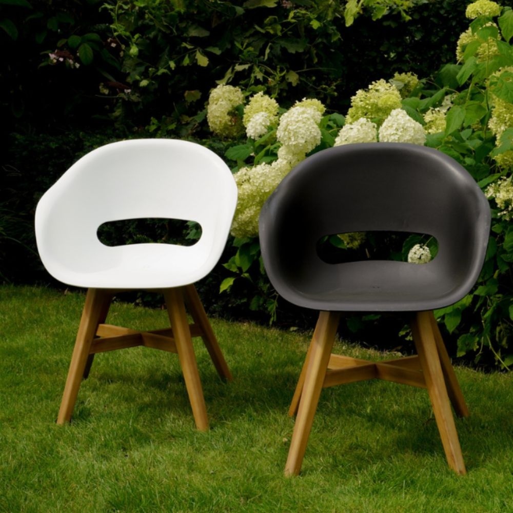 Cervo/Karlstad zwart dining tuinset | 4 personen | polywood | 120cm rond