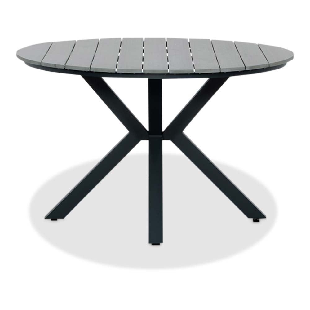 Cervo Grey/Carlos Charcoal dining tuinset | 4 personen | polywood + wicker | 120cm rond