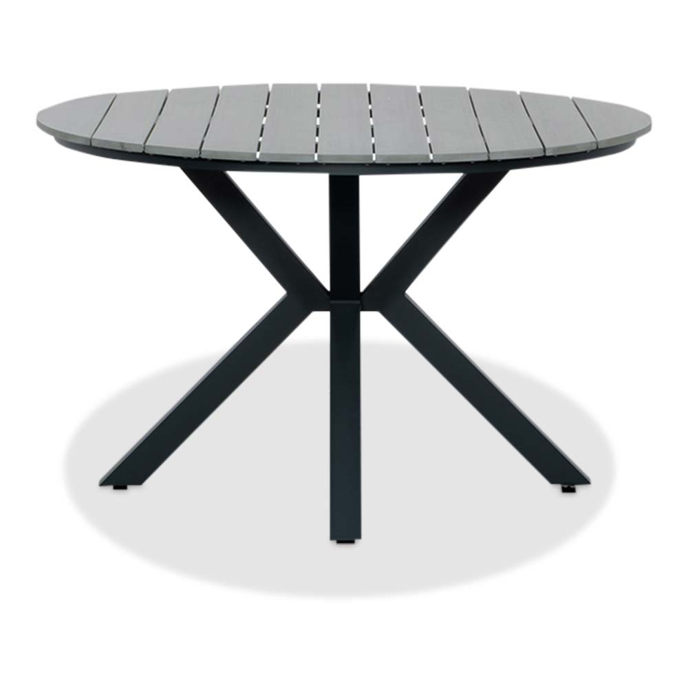 Cervo Grey/Carlos Charcoal dining tuinset | 5 personen | polywood + wicker | 144cm rond