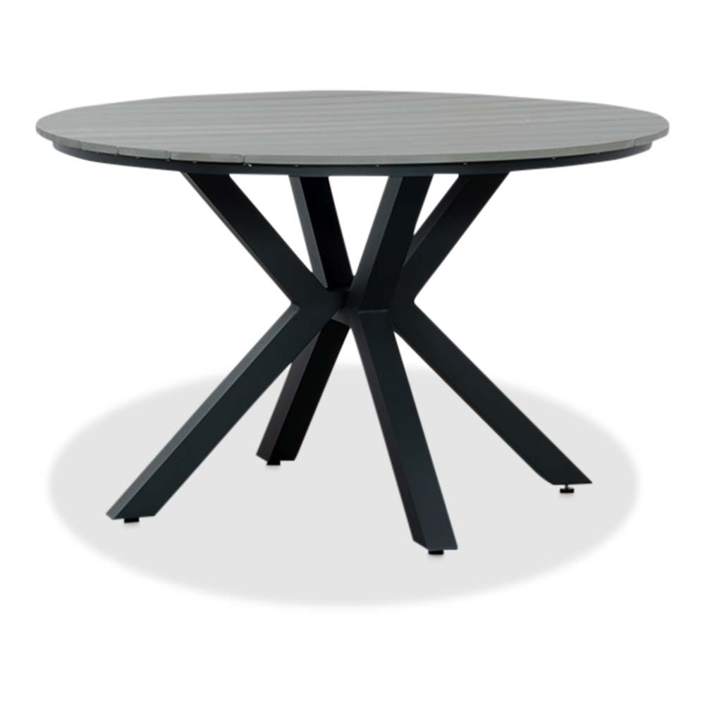 Cervo Grey/Gladys zand dining tuinset | 5 personen | polywood + touw | 144cm rond