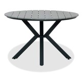 Cervo Grey/Gladys zwart dining tuinset | 5 personen | polywood + touw | 144cm rond