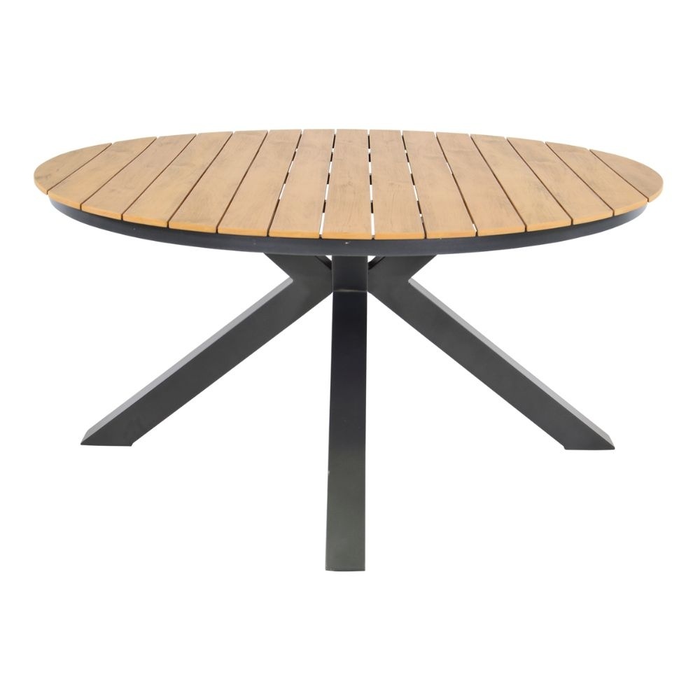 Arezzo/Carlos Charcoal dining tuinset | 5 personen | polywood + wicker | 150cm rond