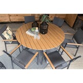 Arezzo/Portofino zwart dining tuinset | 5 personen | polywood + touw | 150cm rond