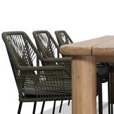Arezzo/Seville olijfgroen dining tuinset | 5 personen | polywood + touw | 150cm rond