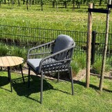 Velora/Rico charcoal dining tuinset | 4 personen | travertin + aluminium | 200cm
