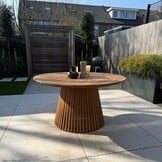 Palau/Tulum Lava Grey dining tuinset | 4 personen | teakhout + touw | 120cm rond