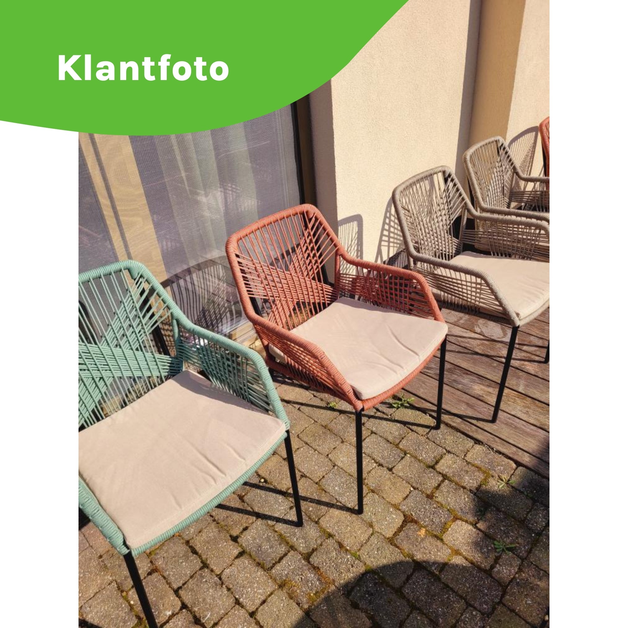 Veltis/Seville zand dining tuinset | 4 personen | betonlook + touw | 200cm