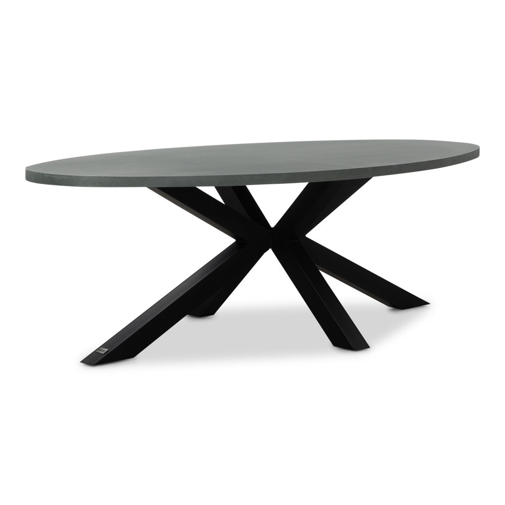 Stockholm/Dakota grijs dining tuinset | 6 personen | betonlook + touw | 240cm ovaal