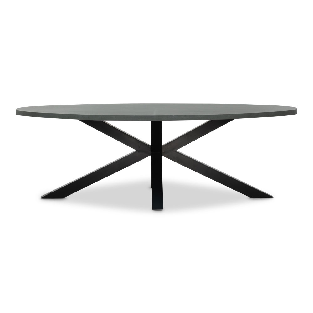 Stockholm/Kos antraciet dining tuinset | 6 personen | betonlook + touw | 240cm