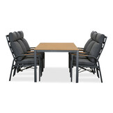 Delta/Annecy antraciet dining tuinset | 6 personen | teakhout + aluminium | 220cm