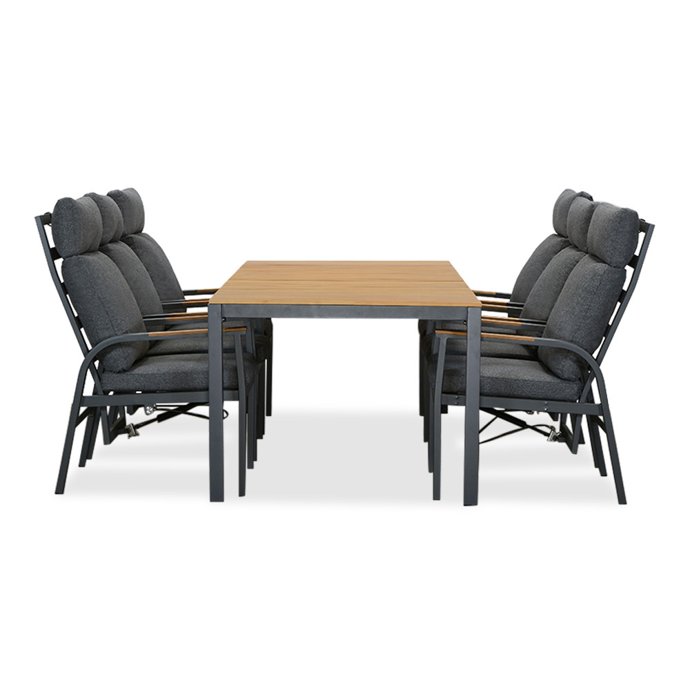 Delta/Annecy antraciet dining tuinset | 6 personen | teakhout + aluminium | 220cm
