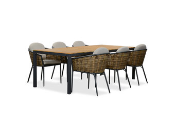 Delta/Lucca dining tuinset | 6 personen | teakhout + wicker | 220cm