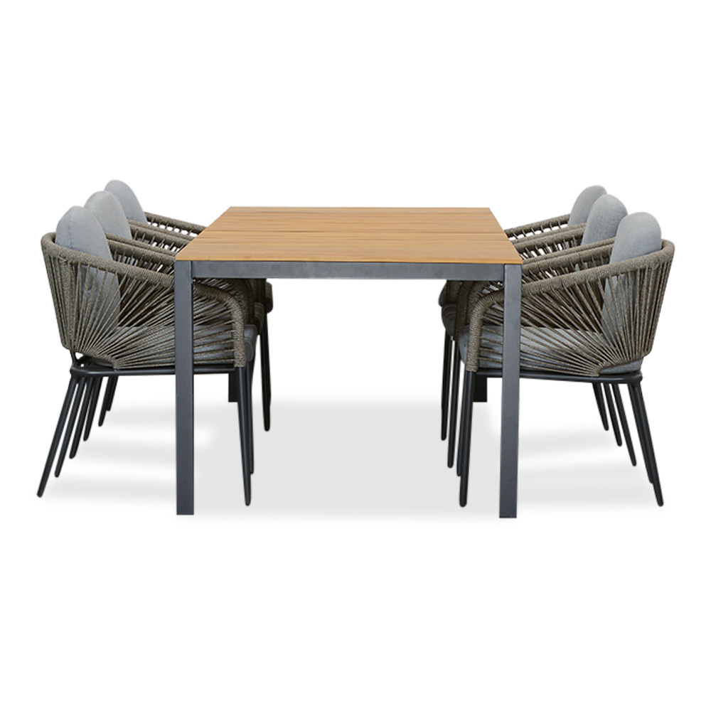 Delta/Savanna dining tuinset | 6 personen | teakhout + aluminium | 220cm