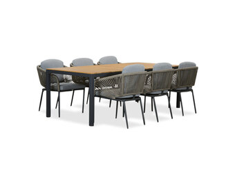 Delta/Savanna dining tuinset | 6 personen | teakhout + aluminium | 220cm