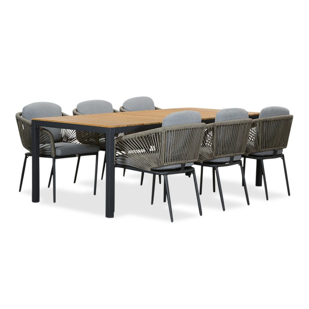 Delta/Savanna dining tuinset | 6 personen | teakhout + aluminium | 220cm