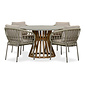 BUITEN living Elzas/Dakota beige dining tuinset | 4 personen | betonlook + touw | 135cm rond