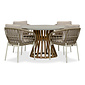 BUITEN living Elzas/Dakota beige/wit dining tuinset | 4 personen | betonlook + touw | 135cm rond