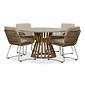 BUITEN living Elzas/Harper Sandstone dining tuinset | 4 personen | betonlook + touw | 135cm rond