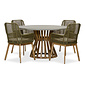 BUITEN living Elzas/Padua olijfgroen dining tuinset | 4 personen | betonlook + touw | 135cm rond