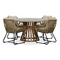 BUITEN living Elzas/Portofino Sahara Dust dining tuinset | 4 personen | betonlook + touw | 135cm rond