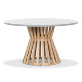 Elzas/Portofino Sahara Dust dining tuinset | 4 personen | betonlook + touw | 135cm rond