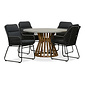 BUITEN living Elzas/Valencia Lava Grey dining tuinset | 4 personen | betonlook + touw | 135cm rond