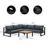 Nebraska hoek loungeset 5 personen | aluminium + polywood | antraciet | 4-delig - 240x240cm