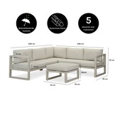 Cordoba hoek loungeset 6 personen | aluminium | beige | 4-delig - 228x228cm
