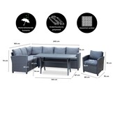 Stockholm dining loungeset met stoel 7 personen | wicker | zwart | 4-delig - 245x169cm