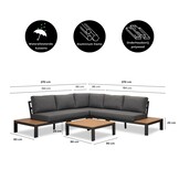 Barcelona hoek loungeset 5 personen | aluminium + polywood | antraciet/Light Teaklook | 4-delig - 270x270cm