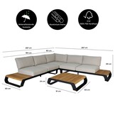 Palm Springs hoek loungeset 5 personen | aluminium + hardhout | taupe + Light Teaklook | 4-delig - 267x267cm