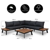 New York hoek loungeset 5 personen | aluminium + hardhout | Light Teaklook | 4-delig - 248x248cm