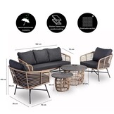 Flow stoel-bank loungeset 5 personen | wicker + betonlook | bamboo antraciet | 5-delig