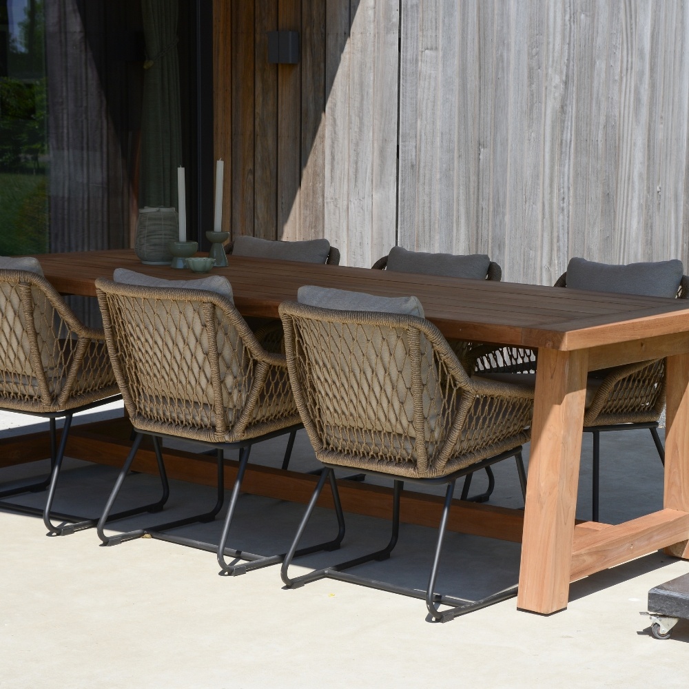 Alba/Portofino Sahara Dust dining tuinset | 6 personen | teakhout + touw | 250cm