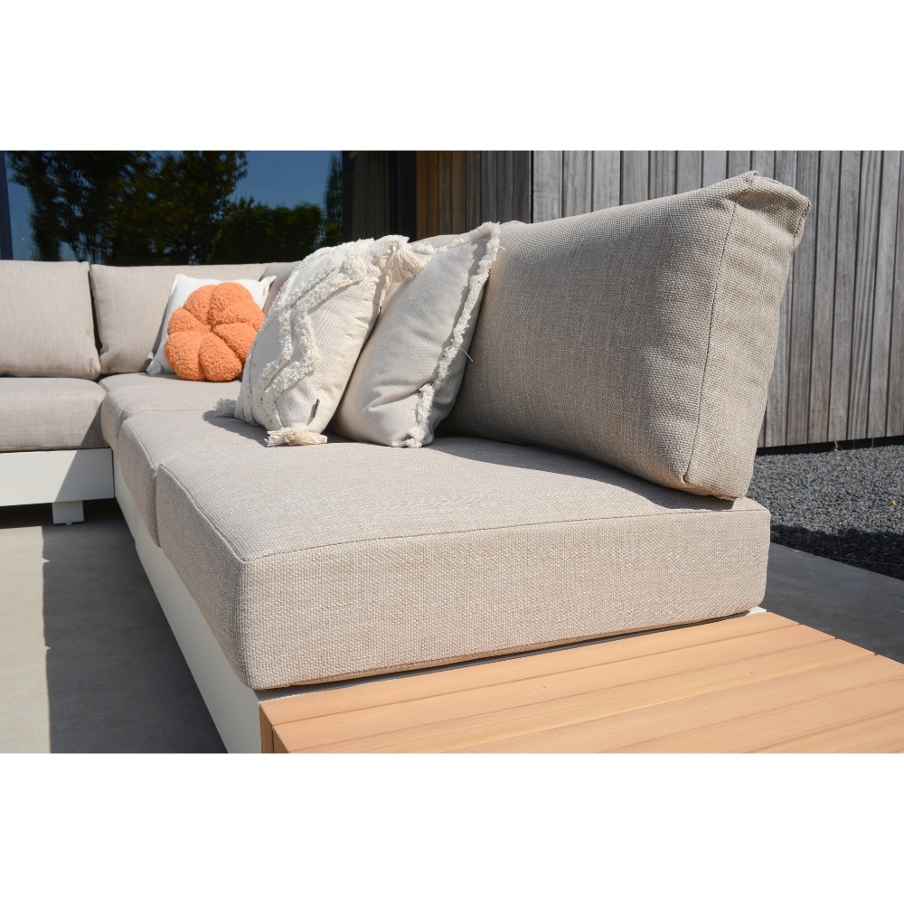 Verona hoek loungeset met all weather kussens 6 personen | aluminium + teakhout | beige | 4-delig - 345x275cm