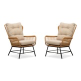 Dex loungestoel tuin set van 2 | wicker + aluminium | Bamboo taupe