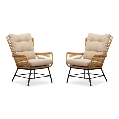 Dex loungestoel tuin set van 2 | wicker + aluminium | Bamboo taupe